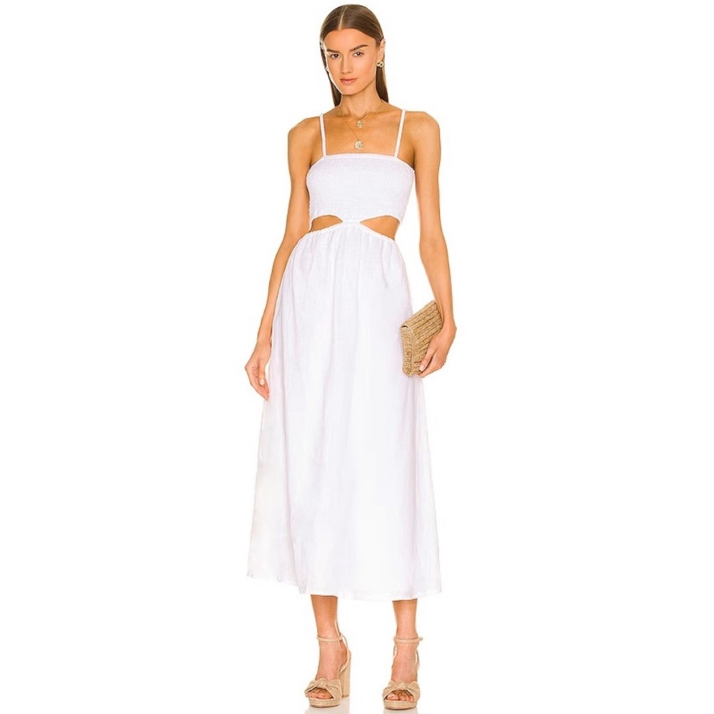 Faithfull The Brand Tayari Midi Dress In Plain White